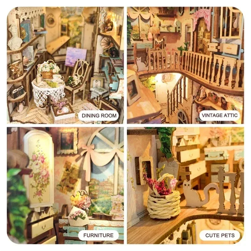 Bibliothèque de ville de conte - Diy Wooden Book Nook Kit Shelf Insert avis et prix